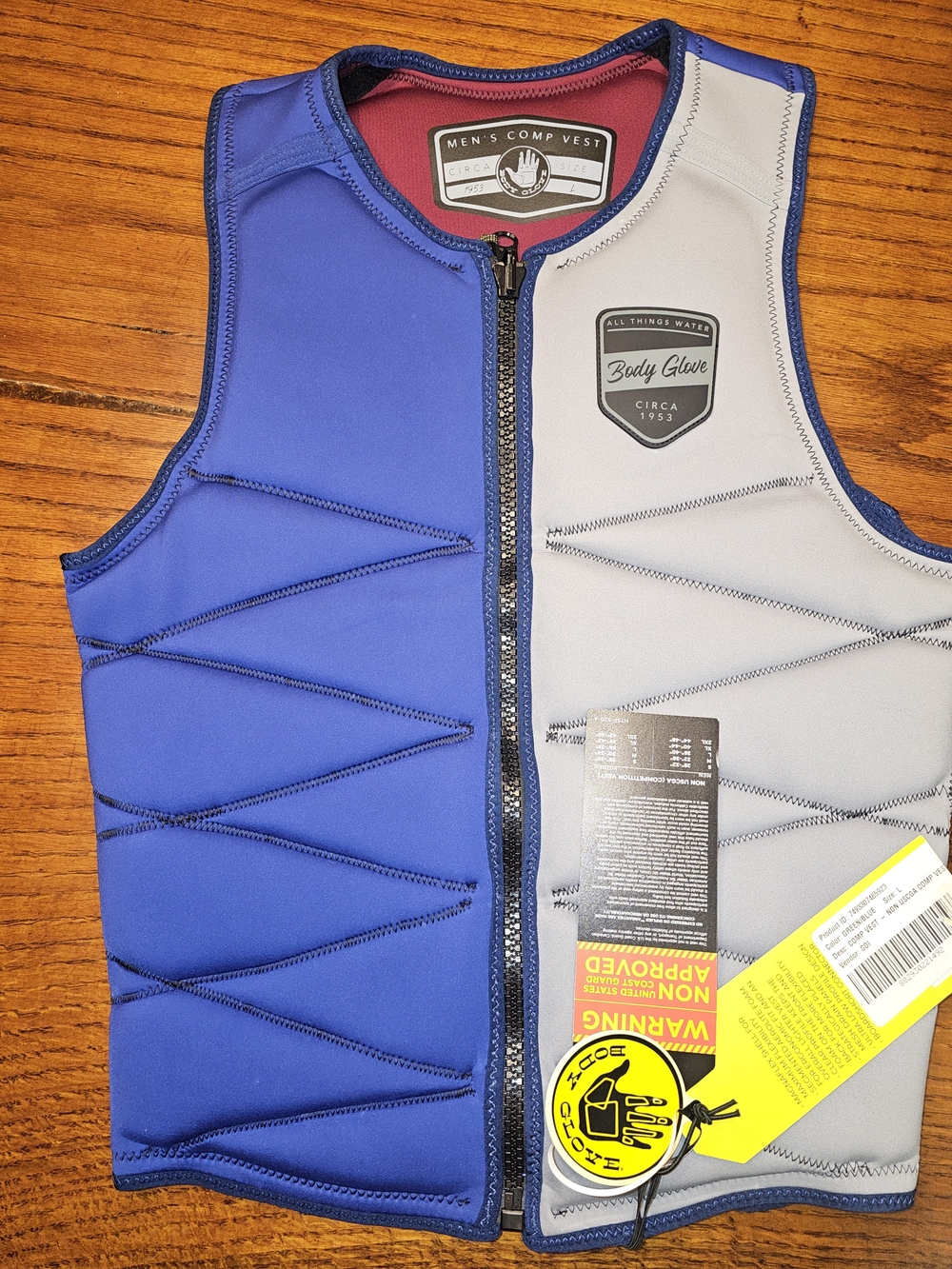 Body Glove Men's Blue and Light Gray Ski/Snowboard Comp Vest